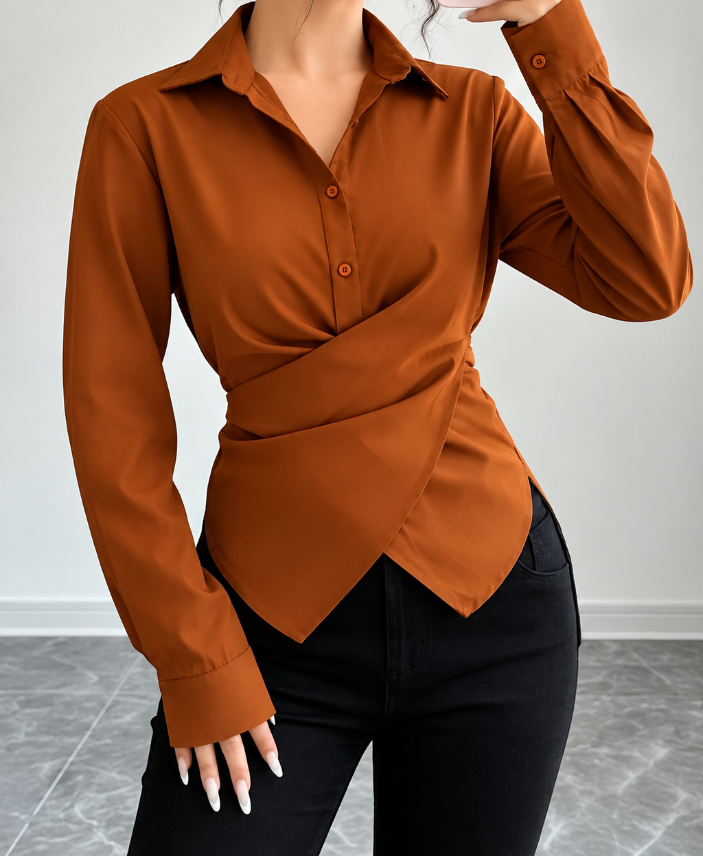 Crossed Placket Blouse