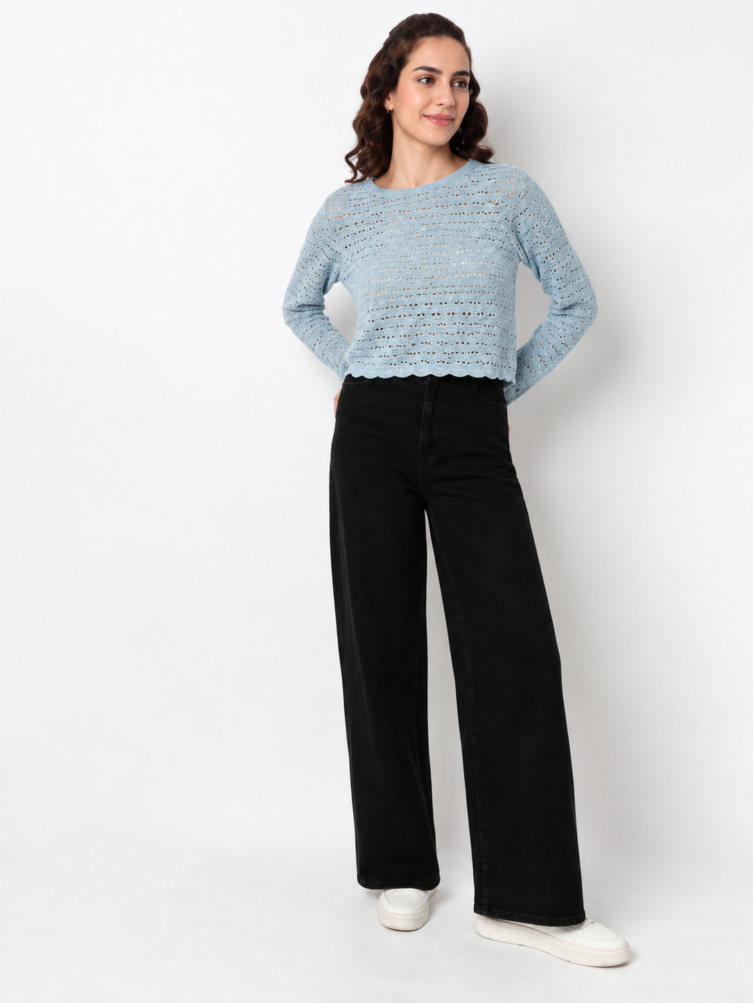 Cotton Full Sleeve Flatknit Top