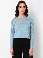 Cotton Full Sleeve Flatknit Top