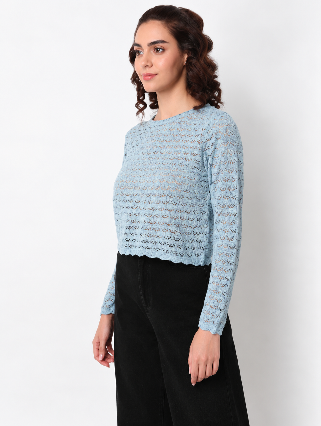 Cotton Full Sleeve Flatknit Top