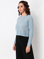 Cotton Full Sleeve Flatknit Top