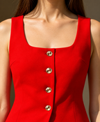 Women Solid Square Neck Vest Formal Top