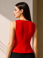 Women Solid Square Neck Vest Formal Top