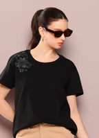 Women’s Embroidered Boxy Crew Neck T-Shirt