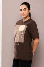 Women’s Abstract Face Graphic Oversized Cotton T- Shirt