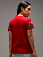 Women’s Textured Round Neck Regular Fit T-Shirt