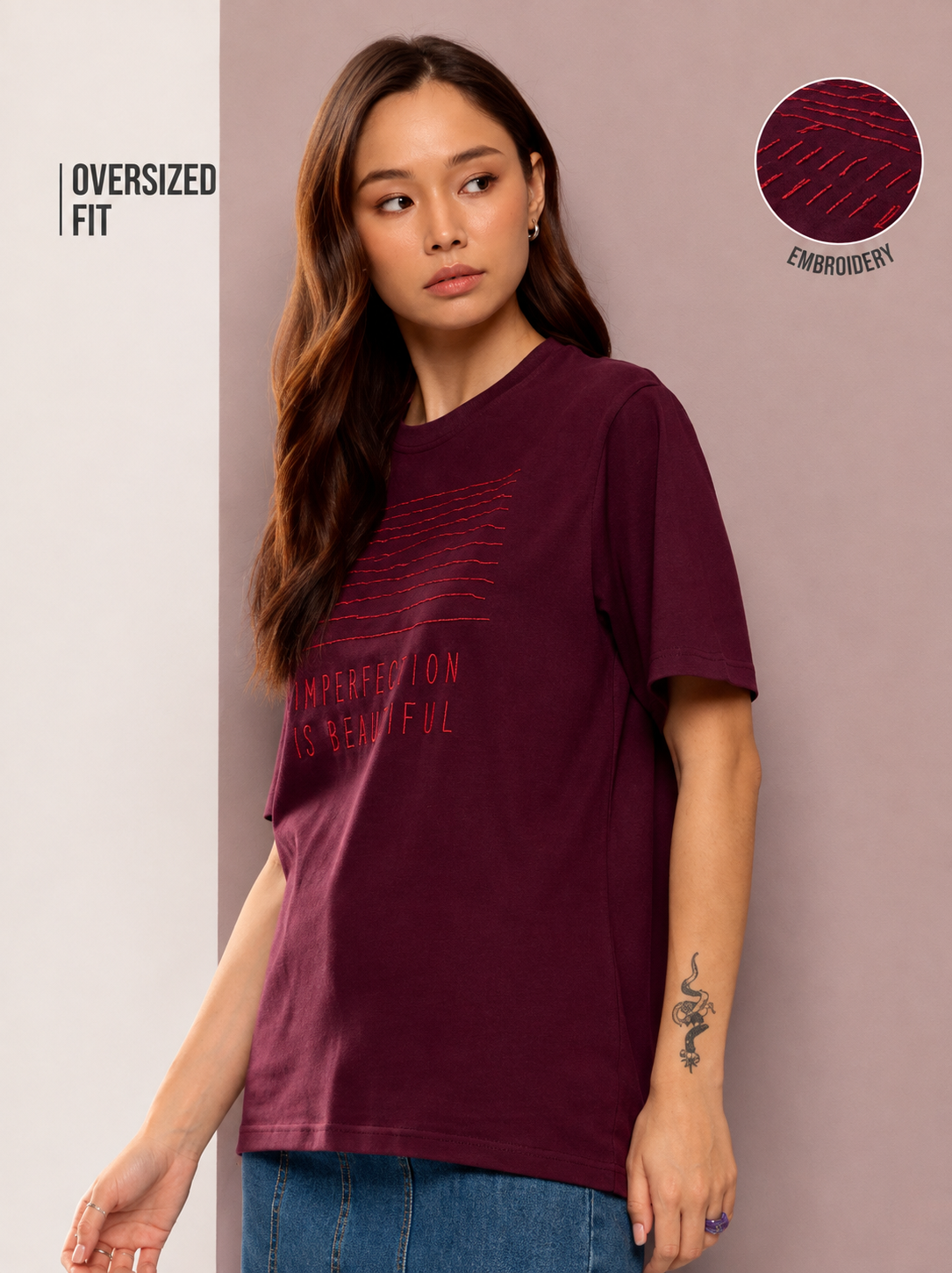 Women’s Embroidered Oversized Casual T-Shirt