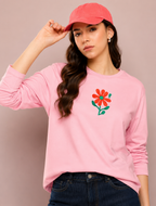 Women’s Floral Embroidered Oversized Cotton T-Shirt
