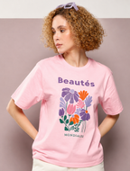 Women’s Embossed Graphic Oversized Cotton T-Shirt