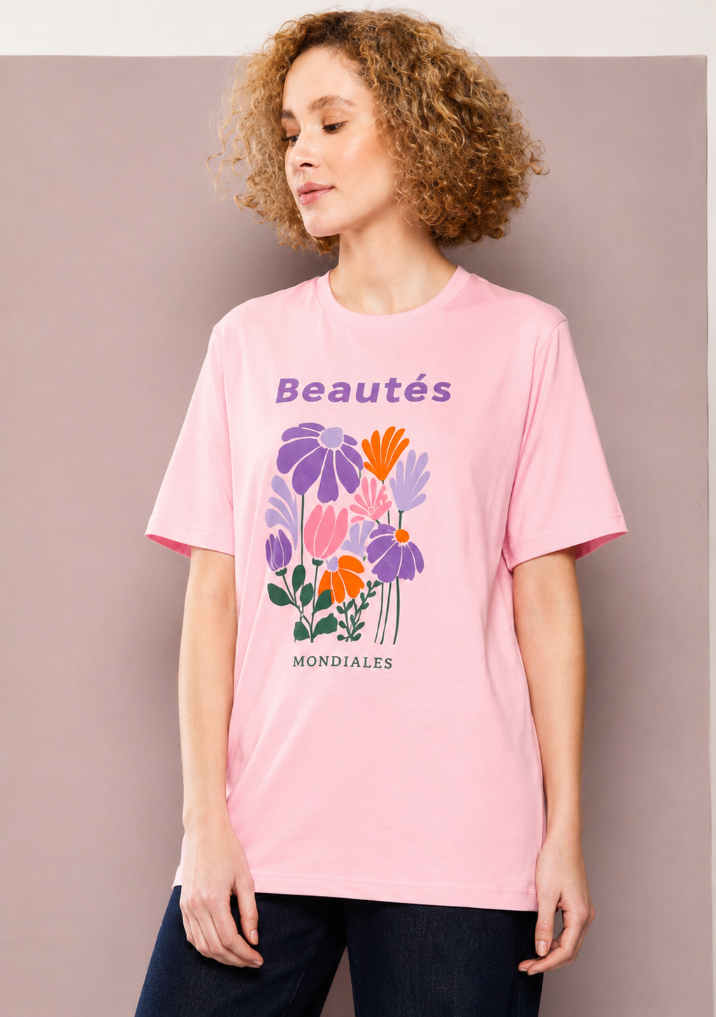 Women’s Embossed Graphic Oversized Cotton T-Shirt