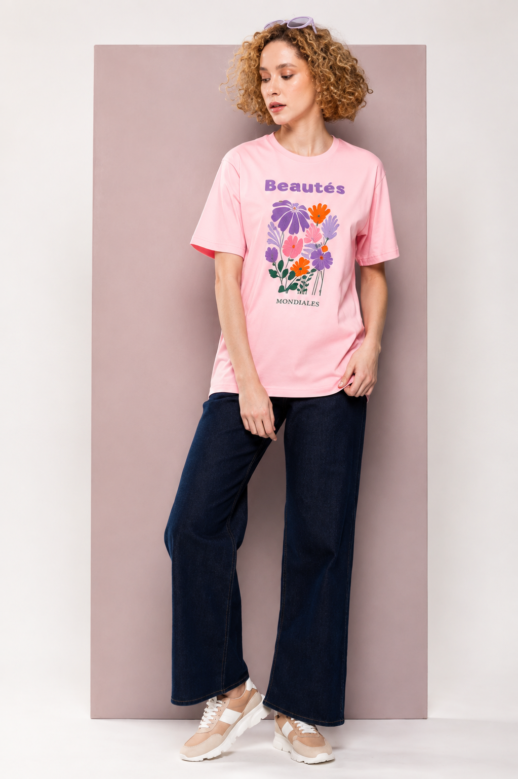Women’s Embossed Graphic Oversized Cotton T-Shirt