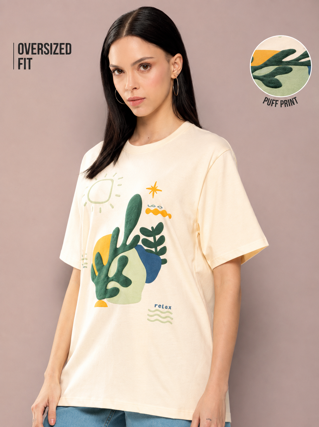 Women’s Oversized Embossed Graphic T-Shirt