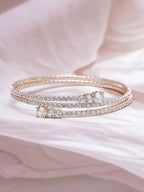 Gold-Plated American Diamond Bangle-Style Bracelet