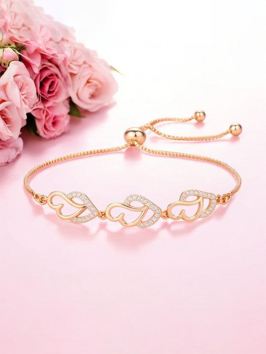 Women American Diamond Rose Gold-Plated Link Bracelet