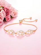 Women American Diamond Rose Gold-Plated Link Bracelet