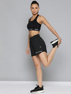Women Jet Black Rapid-Dry Solid Training Shorts