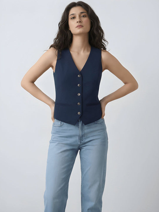 V-Neck Sleeveless Slim Fit Waistcoat