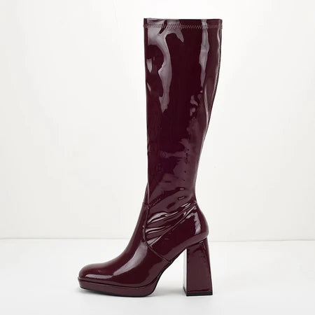 Piera Knee High Block Leather Boots