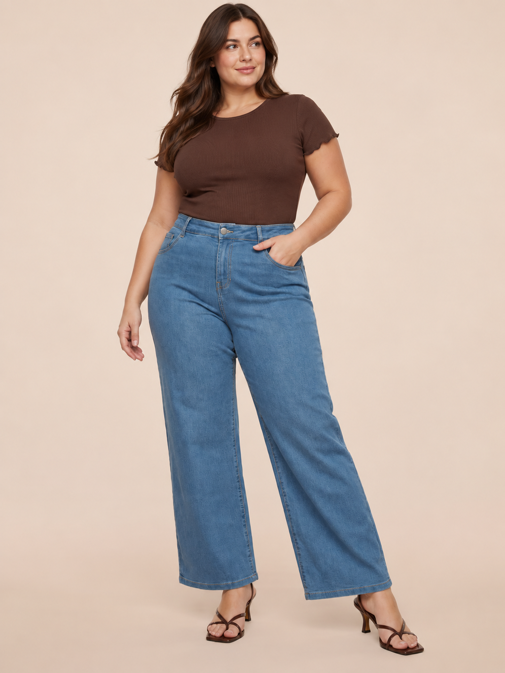 Plus Size Women Wide Leg Stretchable Jeans