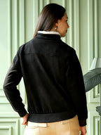 Lightweight Spread Collar Long Sleeves Bomber With Patchwork Jacket