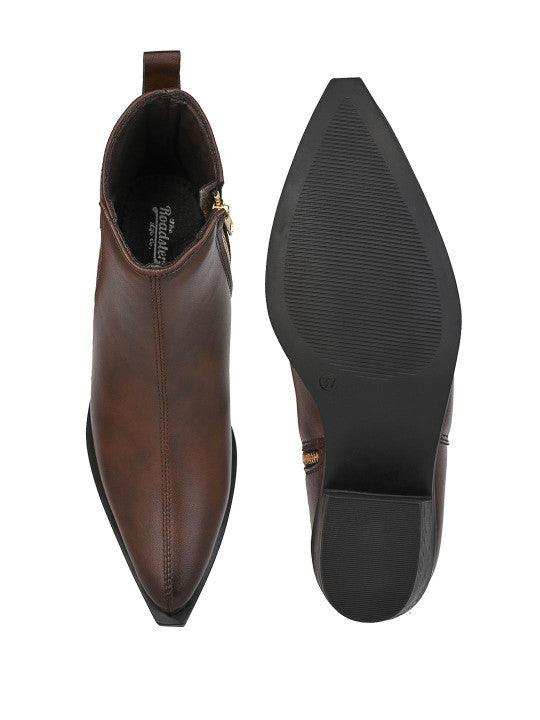 The Lifestyle Co Women Pointed Toe Zip Chelsea Boots