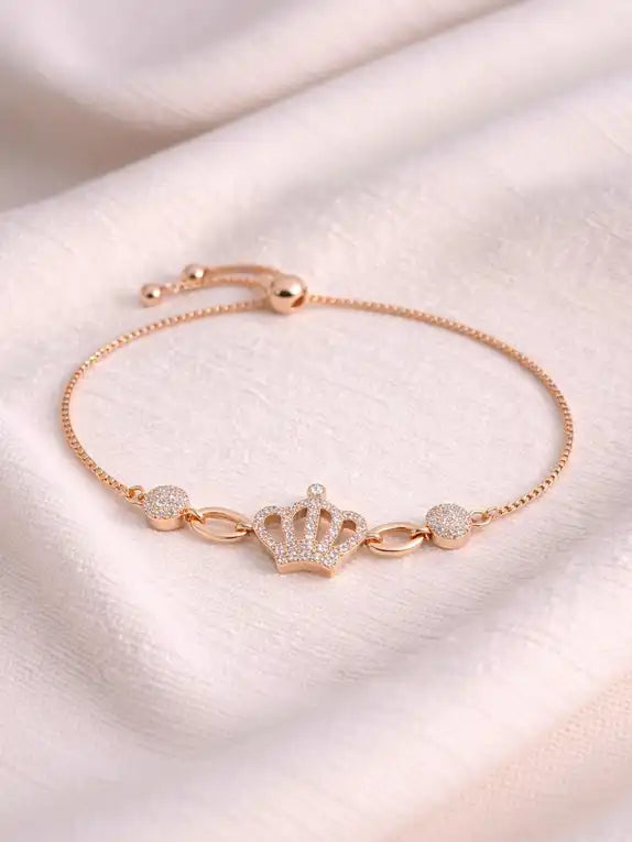 14K Gold-Plated Floral Cubic Zirconia Dual Motif Anti-Tarnish Bracelet