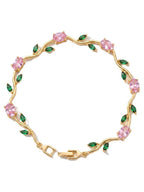 Women Brass Crystals Gold-Plated Link Bracelet