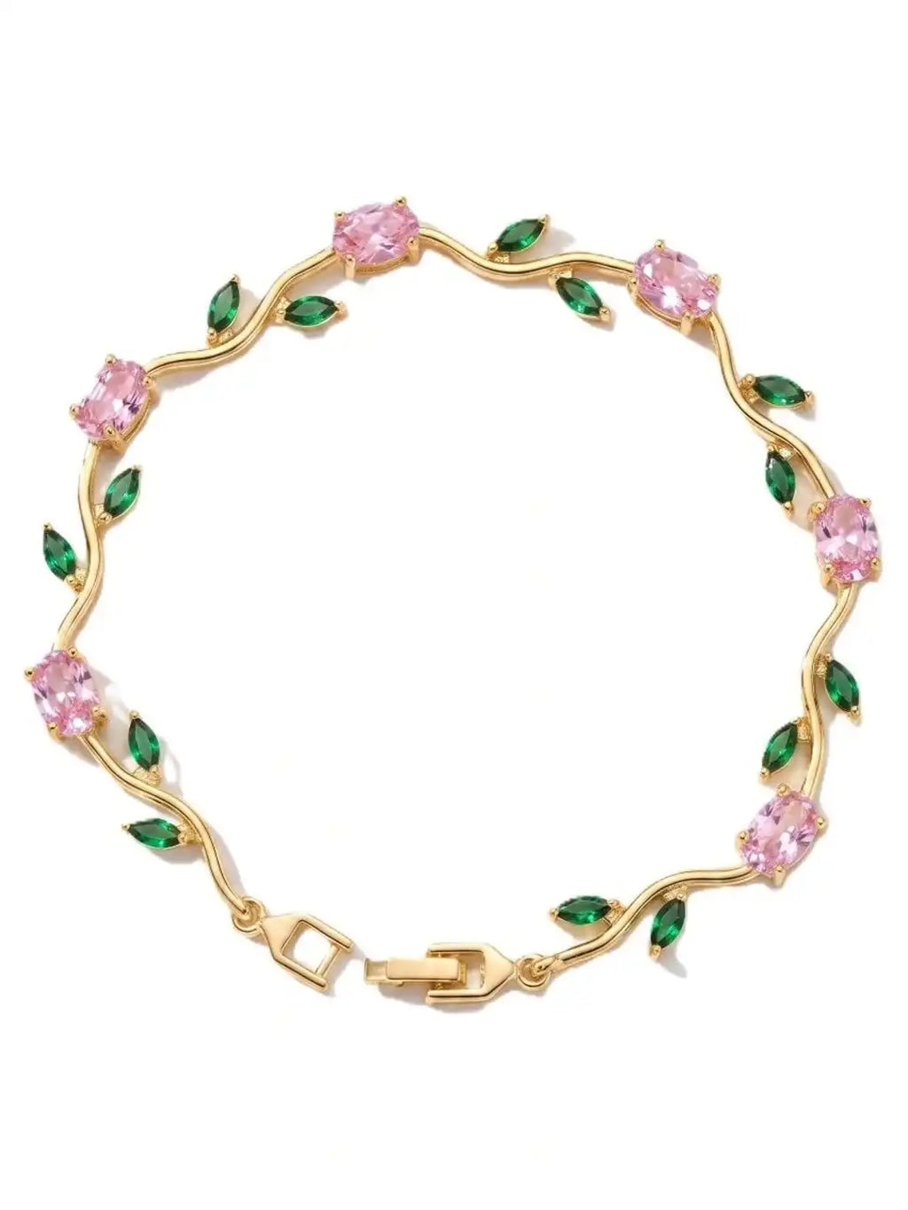 Women Brass Crystals Gold-Plated Link Bracelet