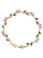 Women Brass Crystals Gold-Plated Link Bracelet