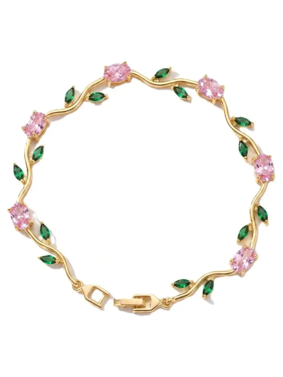 Women Brass Crystals Gold-Plated Link Bracelet
