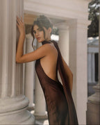 Rachel Halterneck Slit Maxi Dress