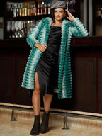 Women Self Design Ombre Ripple Long Coat