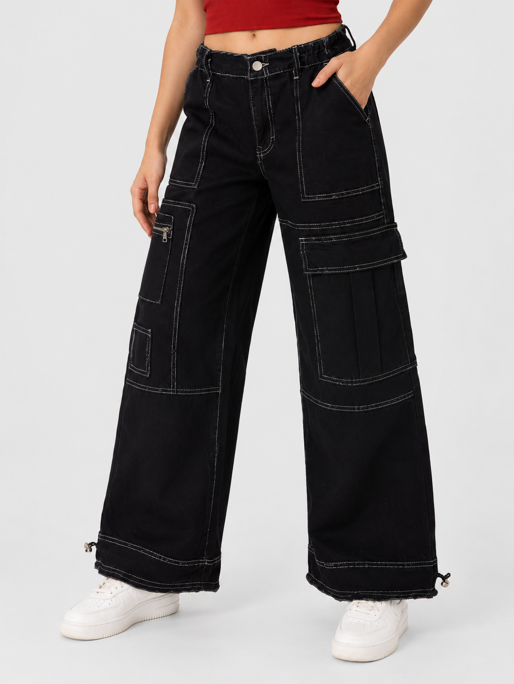 Women Wide Leg Mid-Rise Jeans