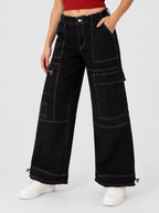 Women Wide Leg Mid-Rise Jeans