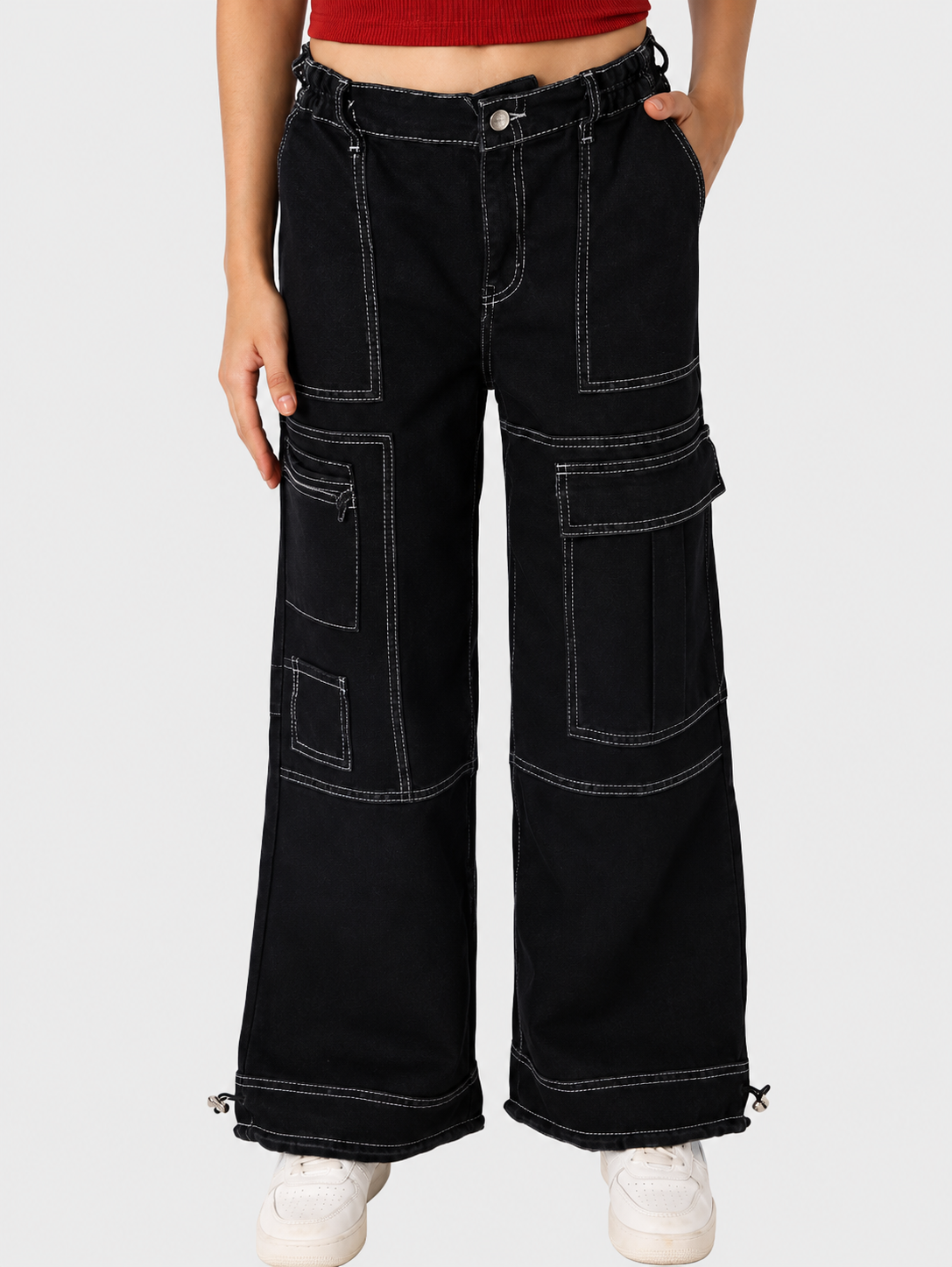 Women Wide Leg Mid-Rise Jeans