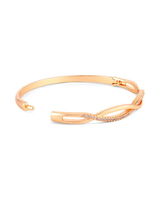 Rose Gold-Plated American Diamond Studded Kada Bracelet