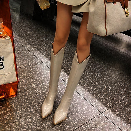 Rhodes Knee High Pointed Leather Boots