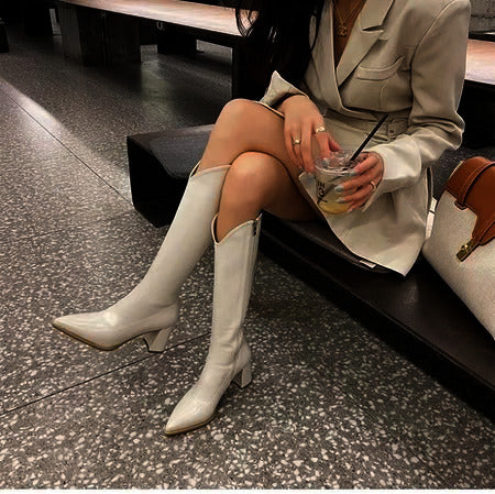 Rhodes Knee High Pointed Leather Boots