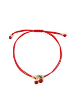 Women Cherry Charm Cord Bracelet