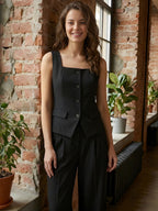Square Neck Sleeveless Slim Fit Waistcoat