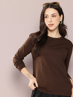 Women Solid Round Neck Regular Fit T-shirt
