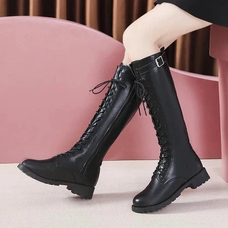 Samai Laceup Platform Boots In Black