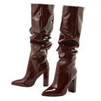 Sophie Knee High Block Leather Boots