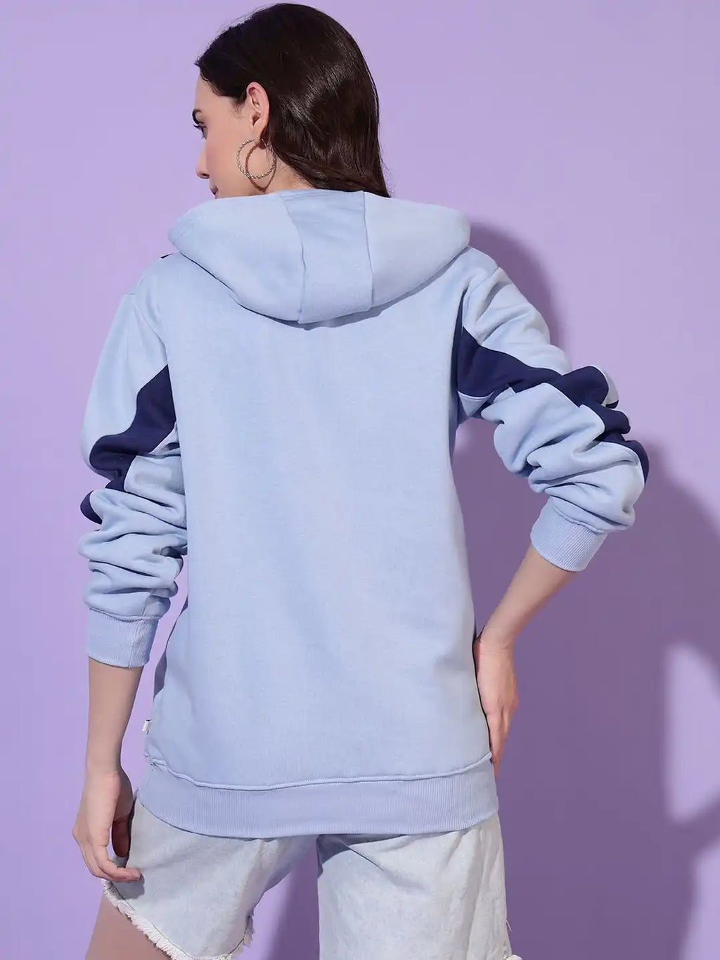 Women Colourblocked Hooded Sweatshirt