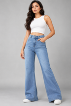 Women Bootcut High-Rise Heavy Fade Stretchable Jeans