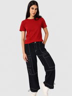 Women Wide Leg Mid-Rise Jeans