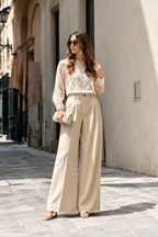 Women Textured Relaxed High-Rise Wrinkle Free Trousers