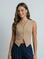 V-Neck Striped Waistcoat