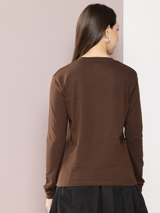 Women Solid Round Neck Regular Fit T-shirt