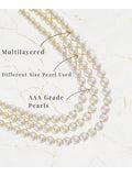 Gold-Plated Pearl Beaded Layered Layered Statement Necklace